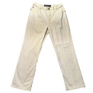 Chicos Womens Size 0 Jeans Beige Mid Rise Straight Leg Stretch Denim EUC